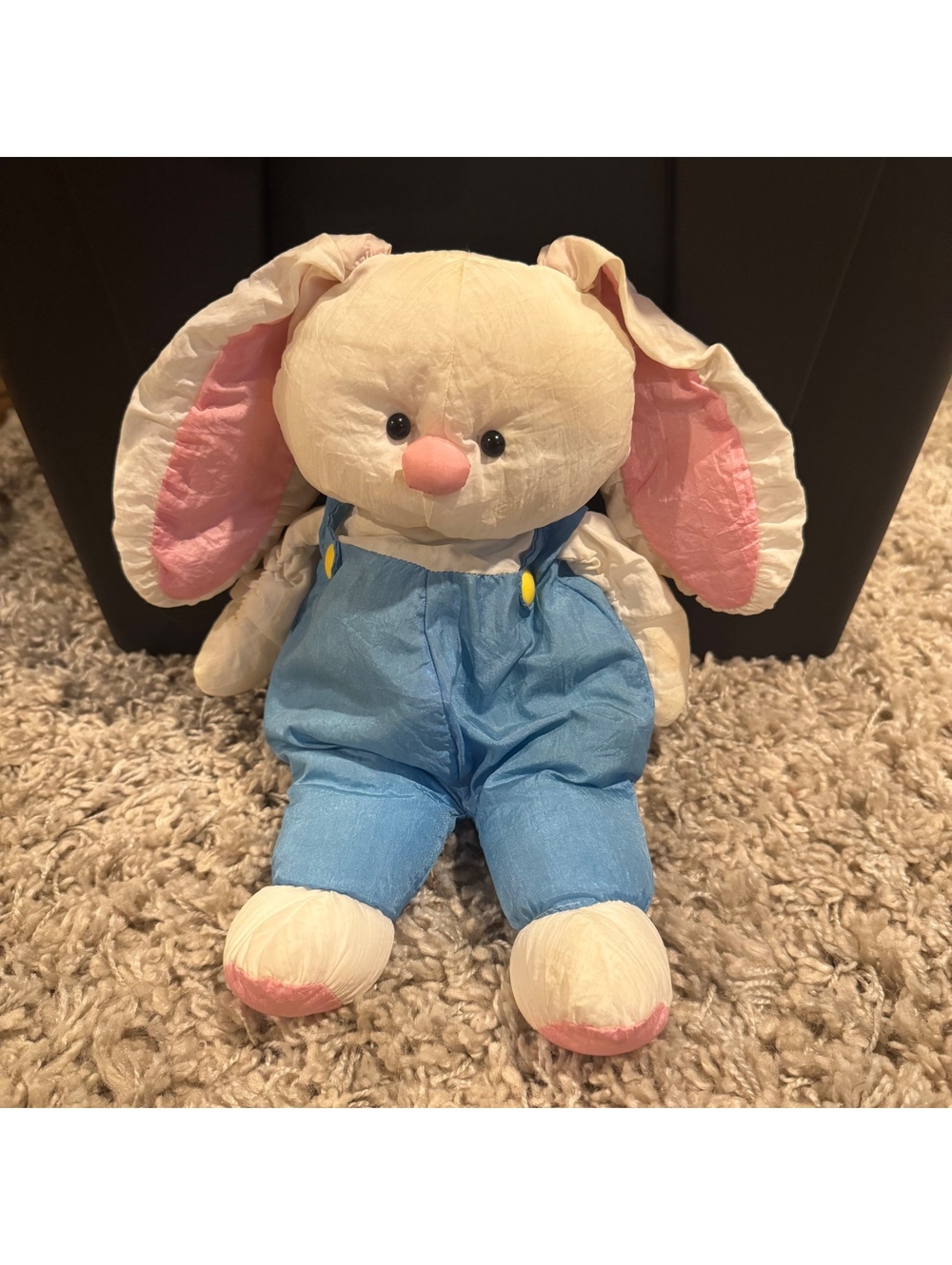Vintage 1991 Gibson Greetings Plush Bunny in Blue Overalls